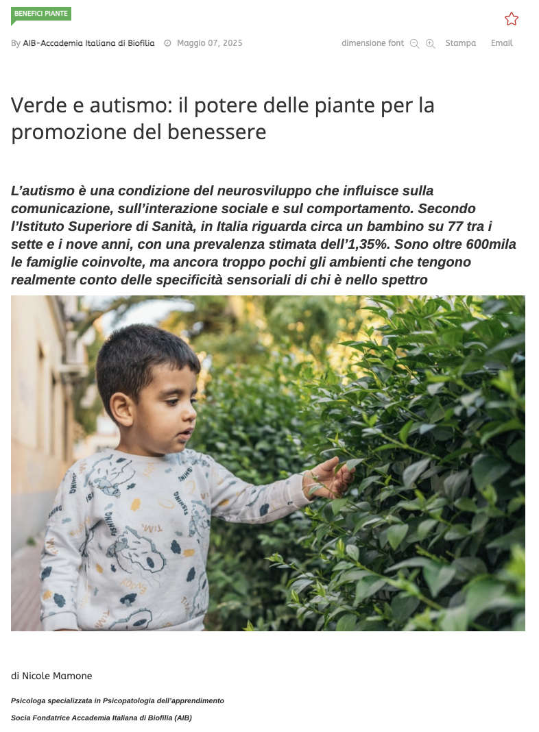 IL FLORICULTORE: Verde e autismo