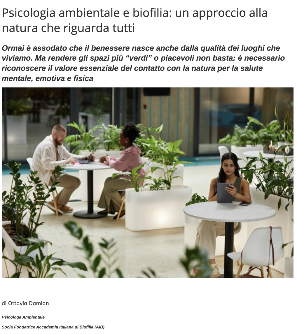 IL FLORICULTORE: Psicologia Ambientale e Biofilia